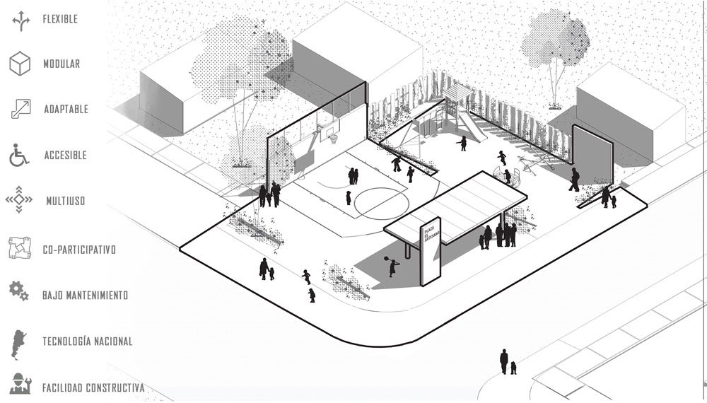 Figura 9. Axonométrica del proyecto Plaza El Artesano.