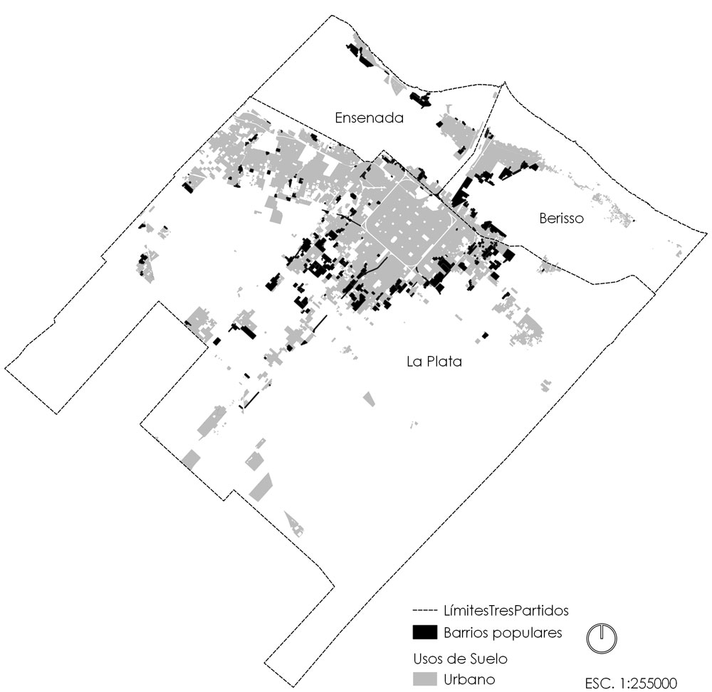 Figura 3. Mapa de barrios populares por partido del Gran La Plata.