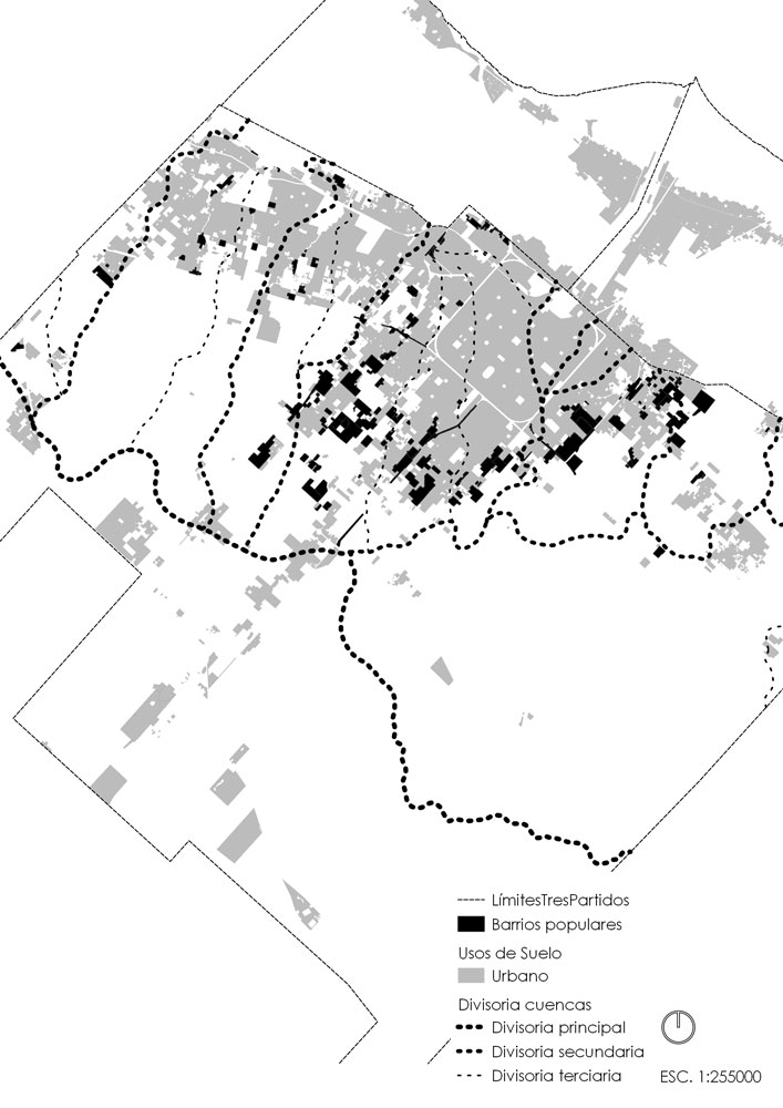 Figura 4. Mapa de barrios populares por cuenca con vertiente al Río de La Plata.
